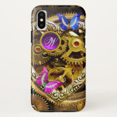 PUNK STEAM-VISTUIG, GEMSTONES, BUTTERFLIES MONOGRA Case-Mate iPhone CASE (Achterkant)
