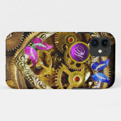 PUNK STEAM-VISTUIG, GEMSTONES, BUTTERFLIES MONOGRA Case-Mate iPhone CASE (Achterkant (horizontaal))