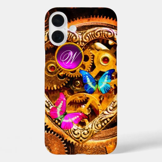 PUNK STEAM-VISTUIG, GEMSTONES, BUTTERFLIES MONOGRA Case-Mate iPhone CASE (Achterkant)