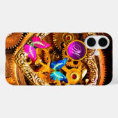 PUNK STEAM-VISTUIG, GEMSTONES, BUTTERFLIES MONOGRA Case-Mate iPhone CASE (Achterkant (horizontaal))