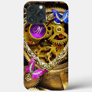 PUNK STEAM-VISTUIG, GEMSTONES, BUTTERFLIES MONOGRA Case-Mate iPhone CASE