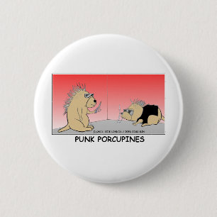 Punk Stekelvarkens Grappige Cadeaus T-shirts & Ver Ronde Button 5,7 Cm