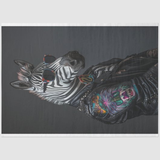 Punk Stijl Zebra Lederen Jas Decoupage Tissuepapier (Voorkant)