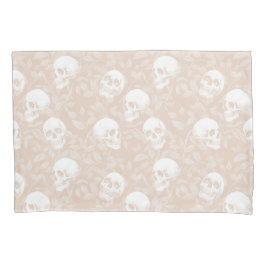 Punk tonale beige gotische schedels & gebladerte H Kussensloop