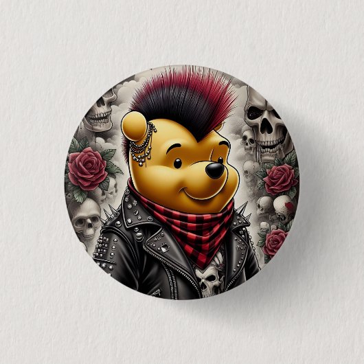 Punk Winnie de Pooh 1 Ronde Button 3,2 Cm (Voorkant)