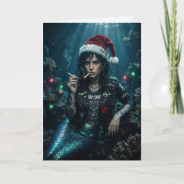 Punk Zeemeermin Kerstman Sigaret Sarcastisch Kerst Kaart