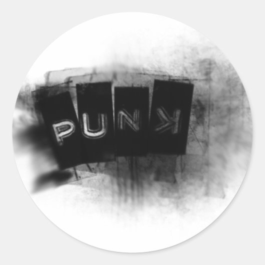 Punk zwart-wit ronde sticker (Voorkant)