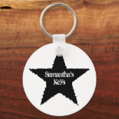 Punk zwarte ster sleutelhanger (Voorkant)