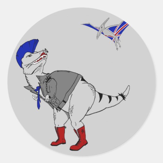 Punkasaurus Rex Ronde Sticker (Voorkant)