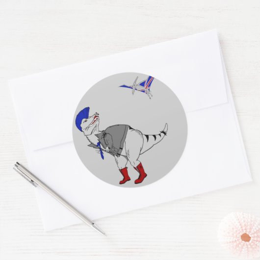 Punkasaurus Rex Ronde Sticker (Envelop)
