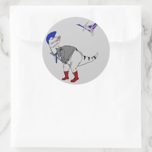 Punkasaurus Rex Ronde Sticker (Tas)