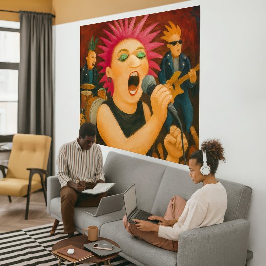 Punkband - Groot Ingepakt Canvas Kunstprint Afdruk