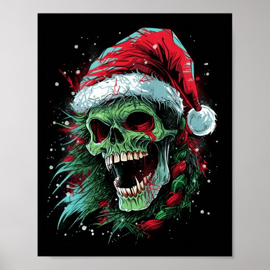 Punked-up Holiday Skull Verhoog uw kerstlook Poster (Voorkant)