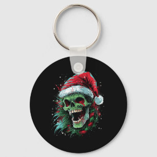 Punked-up Holiday Skull Verhoog uw kerstlook Sleutelhanger