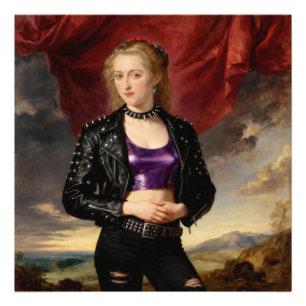 Punkprinses in leren jas foto afdruk