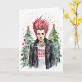 punkrockkerstkaart kaart (Gele Bloem)
