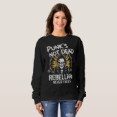 Punks Niet Dode Mohawk Skull Anarchist Punk Rock Trui (Voorkant volledig)