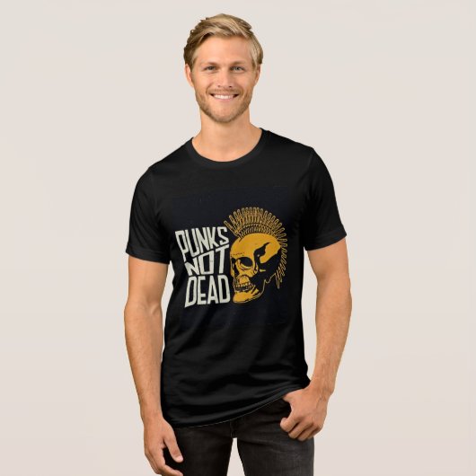Punks niet dood Retro Skull Tri-Blend T-shirt (Voorkant volledig)