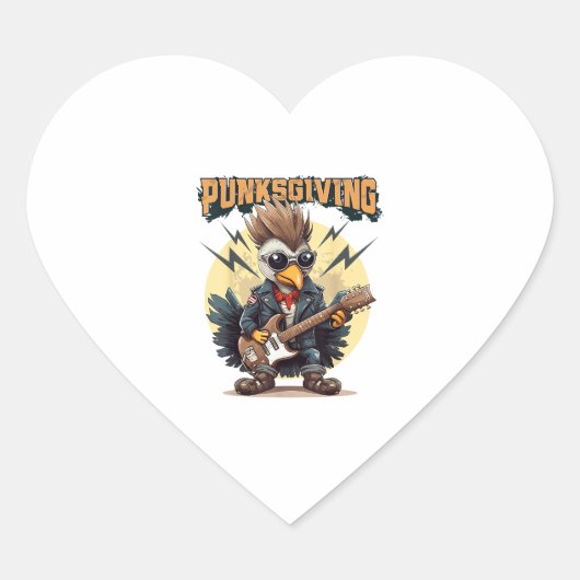 Punksgiving - Grappige Thanksgiving Turkije Punk R Hart Sticker (Voorkant)