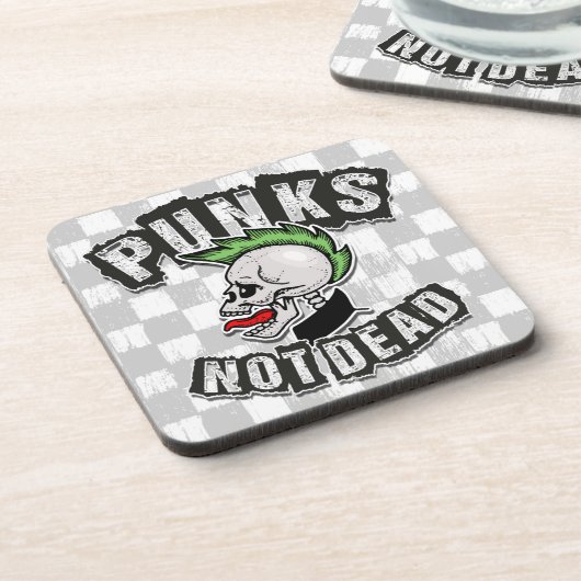Punkt Not Dead Skull Mohawk Punk Rock Rocker Bier Onderzetter (Linkerzijde)