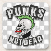Punkt Not Dead Skull Mohawk Punk Rock Rocker Bier Onderzetter (Voorkant)