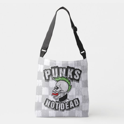Punkt Not Dead Skull Mohawk Punk Rock Rocker Crossbody Tas (Voorkant)