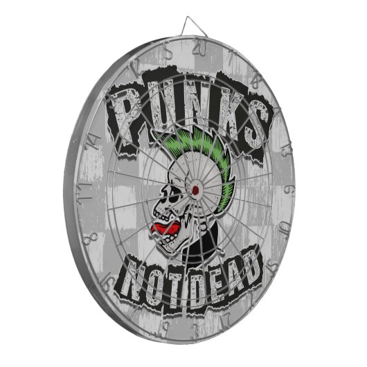 Punkt Not Dead Skull Mohawk Punk Rock Rocker Dartbord (Voorkant Links)