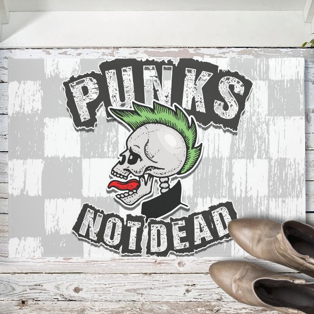 Punkt Not Dead Skull Mohawk Punk Rock Rocker Deurmat (Creator heeft geüpload)