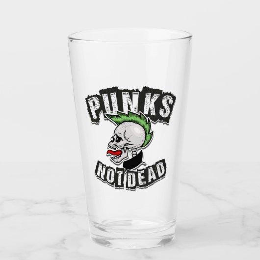 Punkt Not Dead Skull Mohawk Punk Rock Rocker Glas (Voorkant)