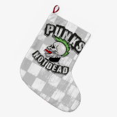 Punkt Not Dead Skull Mohawk Punk Rock Rocker Grote Kerstsok (Voorkant (Hangend))