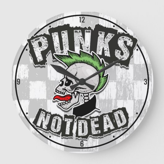 Punkt Not Dead Skull Mohawk Punk Rock Rocker Grote Klok (Voorkant)