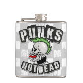 Punkt Not Dead Skull Mohawk Punk Rock Rocker Heupfles (Voorkant)