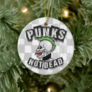 Punkt Not Dead Skull Mohawk Punk Rock Rocker Keramisch Ornament