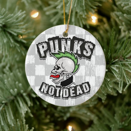 Punkt Not Dead Skull Mohawk Punk Rock Rocker Keramisch Ornament (Boom)