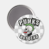 Punkt Not Dead Skull Mohawk Punk Rock Rocker Magneet (Voorkant / Achterkant)