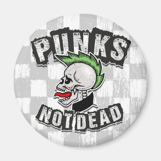Punkt Not Dead Skull Mohawk Punk Rock Rocker Magneet (Voorkant)