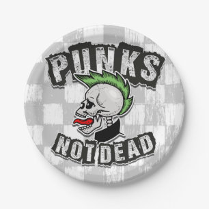 Punkt Not Dead Skull Mohawk Punk Rock Rocker Papieren Bordje