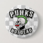 Punkt Not Dead Skull Mohawk Punk Rock Rocker Ronde Button 7,6 Cm (Voorkant)
