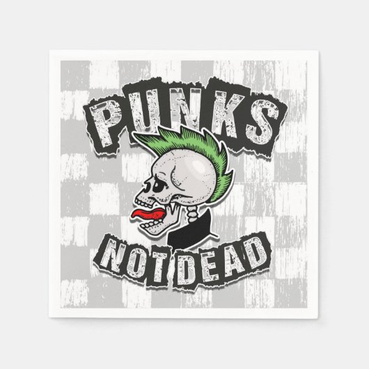 Punkt Not Dead Skull Mohawk Punk Rock Rocker Servet (Voorkant)