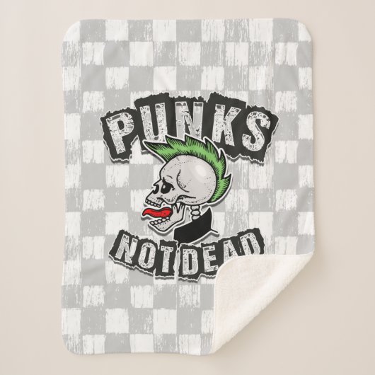 Punkt Not Dead Skull Mohawk Punk Rock Rocker Sherpa Deken (Voorkant)