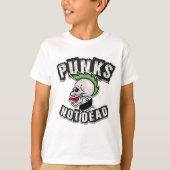 Punkt Not Dead Skull Mohawk Punk Rock Rocker T-shirt (Voorkant)