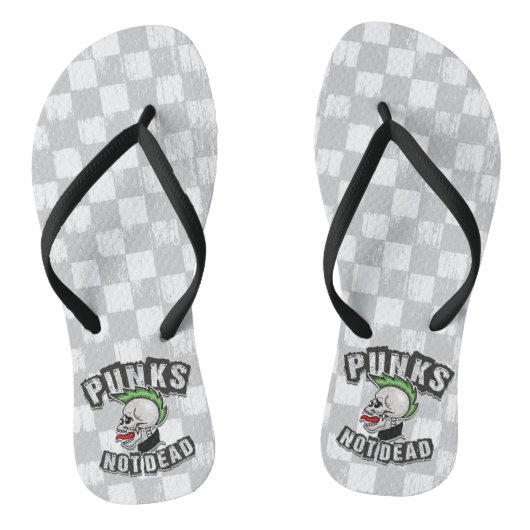 Punkt Not Dead Skull Mohawk Punk Rock Rocker Teenslippers (Voetbed)