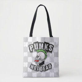 Punkt Not Dead Skull Mohawk Punk Rock Rocker Tote Bag