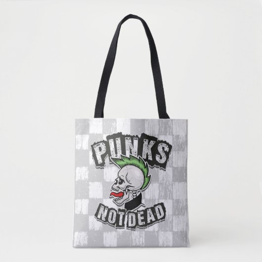 Punkt Not Dead Skull Mohawk Punk Rock Rocker Tote Bag (Voorkant)