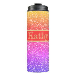 Punkte Muster Regenbogen, lila, pink, orange, gelb Thermosbeker