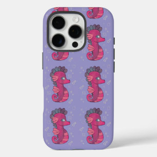 Punky Seahorse Schattig Roze Zeepaardje iPhone 16 Pro Hoesje