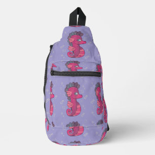 Punky Seahorse   Schattig Roze Zeepaardje Sling Bag