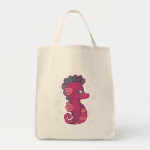 Punky Seahorse   Schattig Roze Zeepaardje Tote Bag