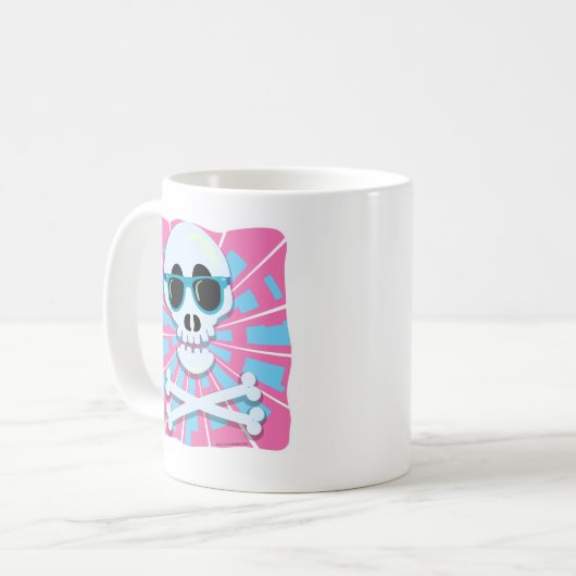 Punky Skull Eighties Shades Retro Vibes Koffiemok (Voorkant links)