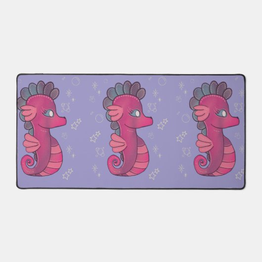 Punky zeepaard | Schattig Roze Zeepaard Bureaumat (Voorkant)